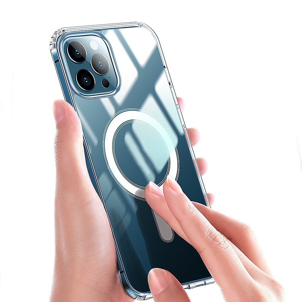 For iPhone 15 Pro Max Mobile Phone Case Clear Design Magnetic Ring Acrylic+TPU Phone Shell Cover Compatible with MagSafe