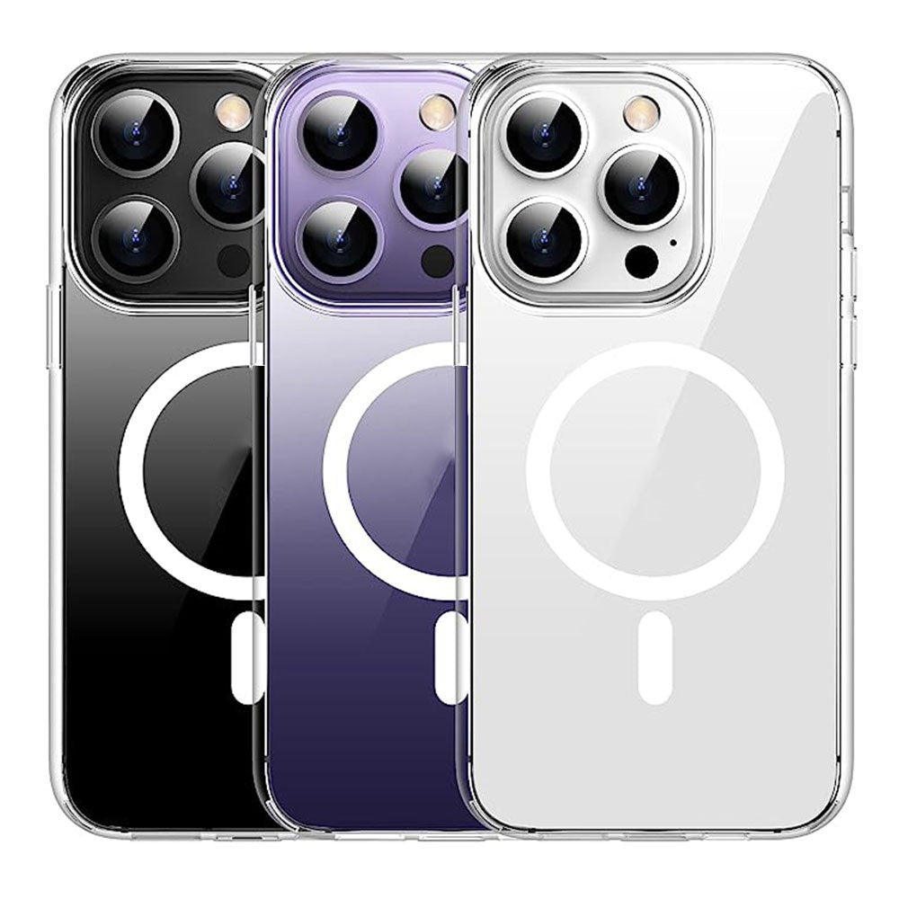 For iPhone 15 Pro Max Mobile Phone Case Clear Design Magnetic Ring Acrylic+TPU Phone Shell Cover Compatible with MagSafe