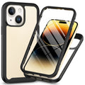 For iPhone 15 Full Protection Phone Case 3-in-1 Anti-Drop TPU+PC Cover with PET Screen Protector
