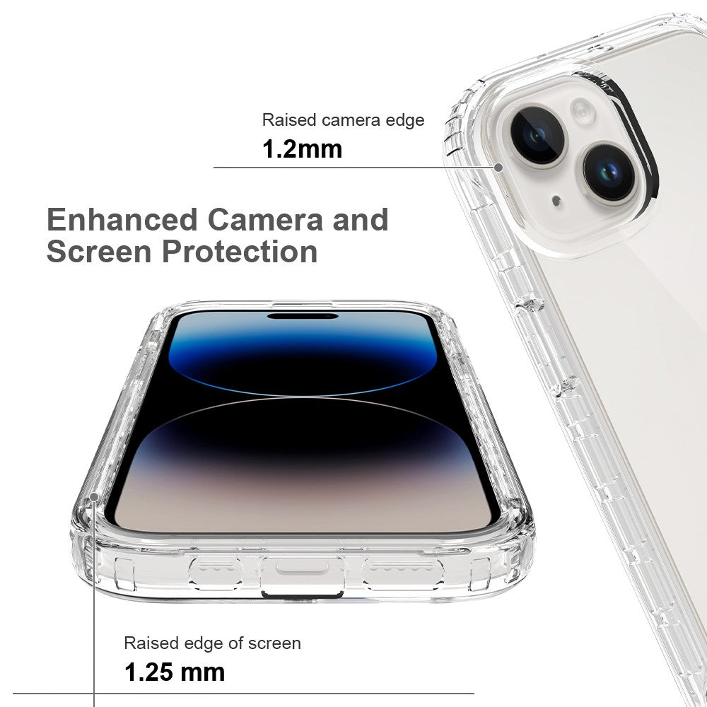 For iPhone 15 Protective Case Clear Anti-drop TPU+PC Phone Cover
