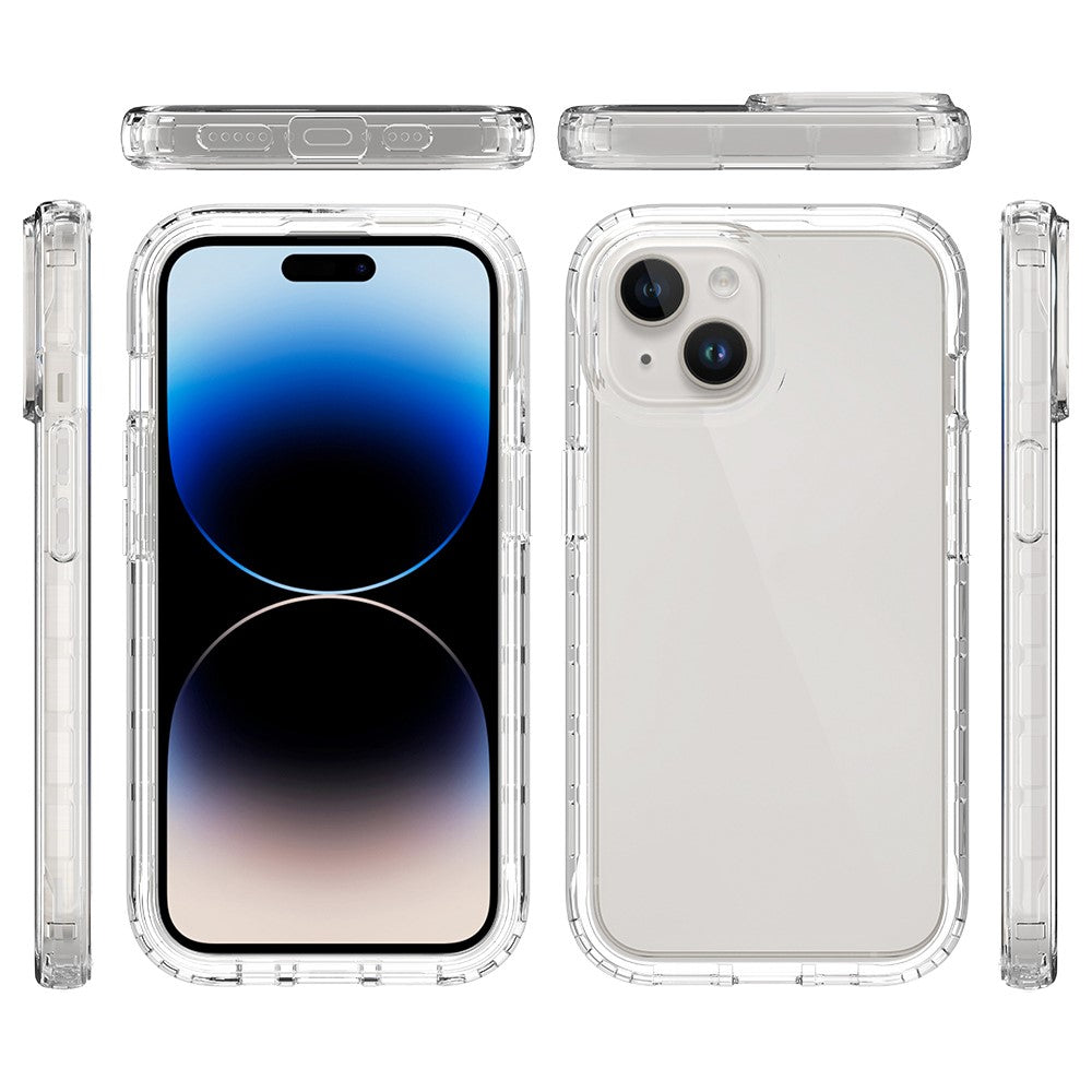 For iPhone 15 Protective Case Clear Anti-drop TPU+PC Phone Cover