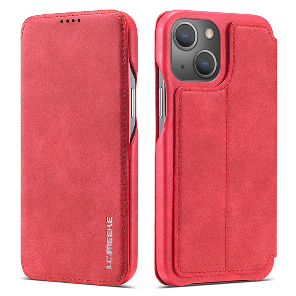 LC.IMEEKE For iPhone 15 Leather Stand Phone Case Drop-proof Cover with Card Slot
