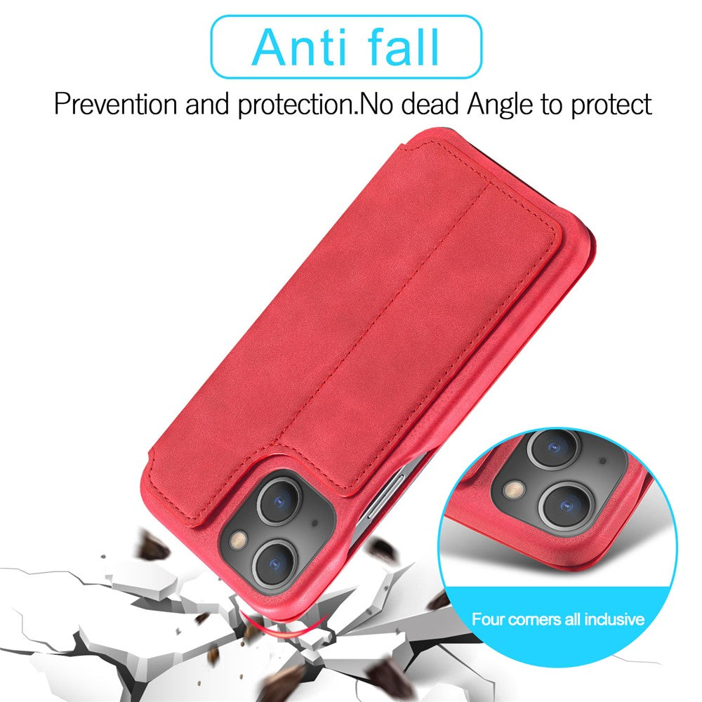 LC.IMEEKE For iPhone 15 Leather Stand Phone Case Drop-proof Cover with Card Slot