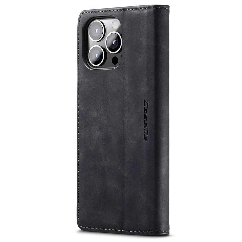 CASEME 013 Series For iPhone 15 Pro Leather Wallet Phone Case Folding Stand Anti-scratch Cover