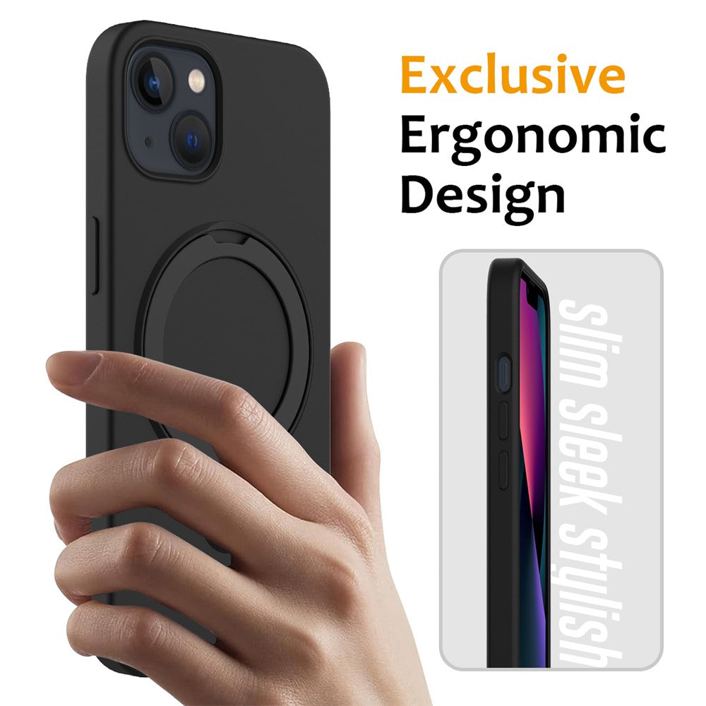 For iPhone 15 Magnetic Phone Case Ring Holder Kickstand Back Cover