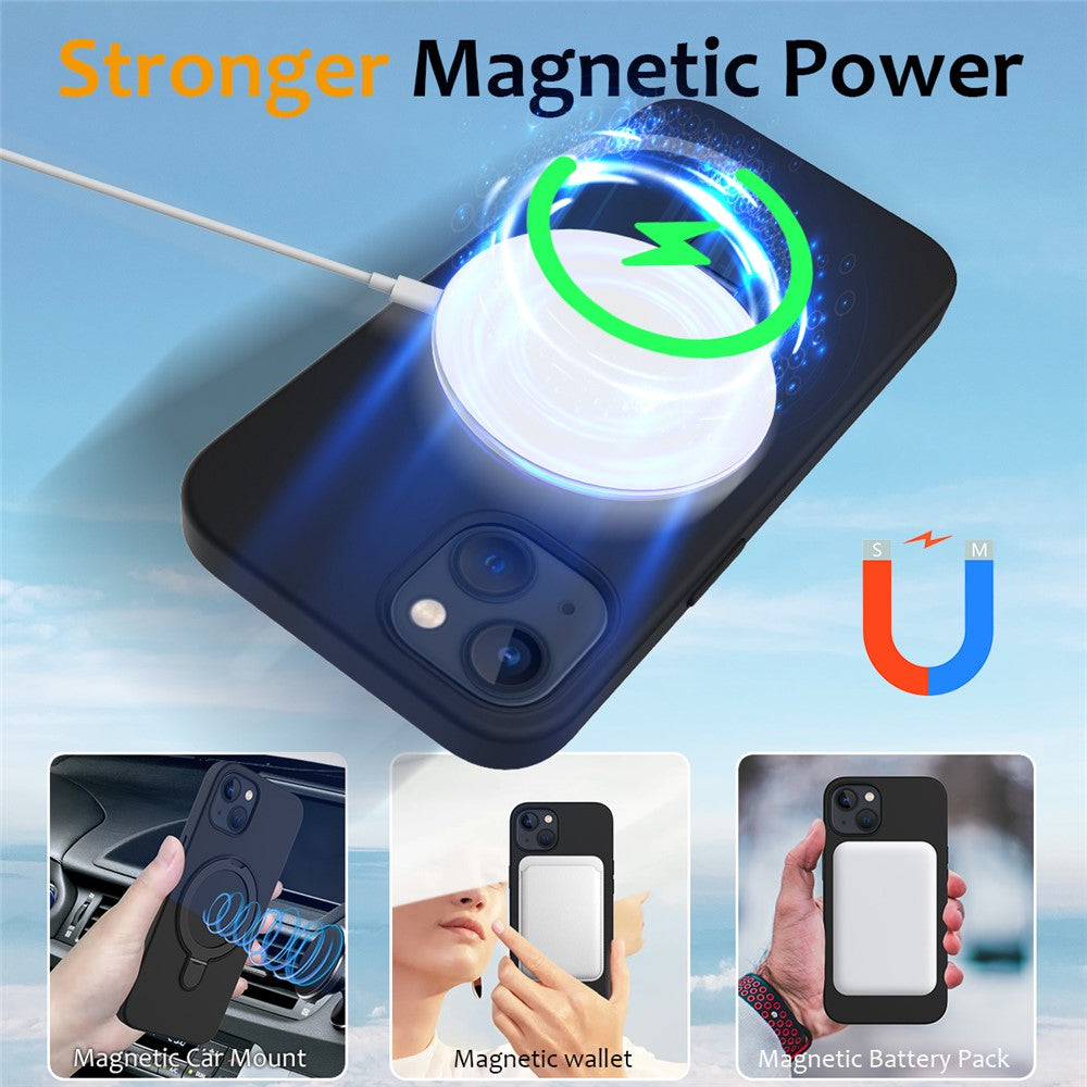 For iPhone 15 Magnetic Phone Case Ring Holder Kickstand Back Cover