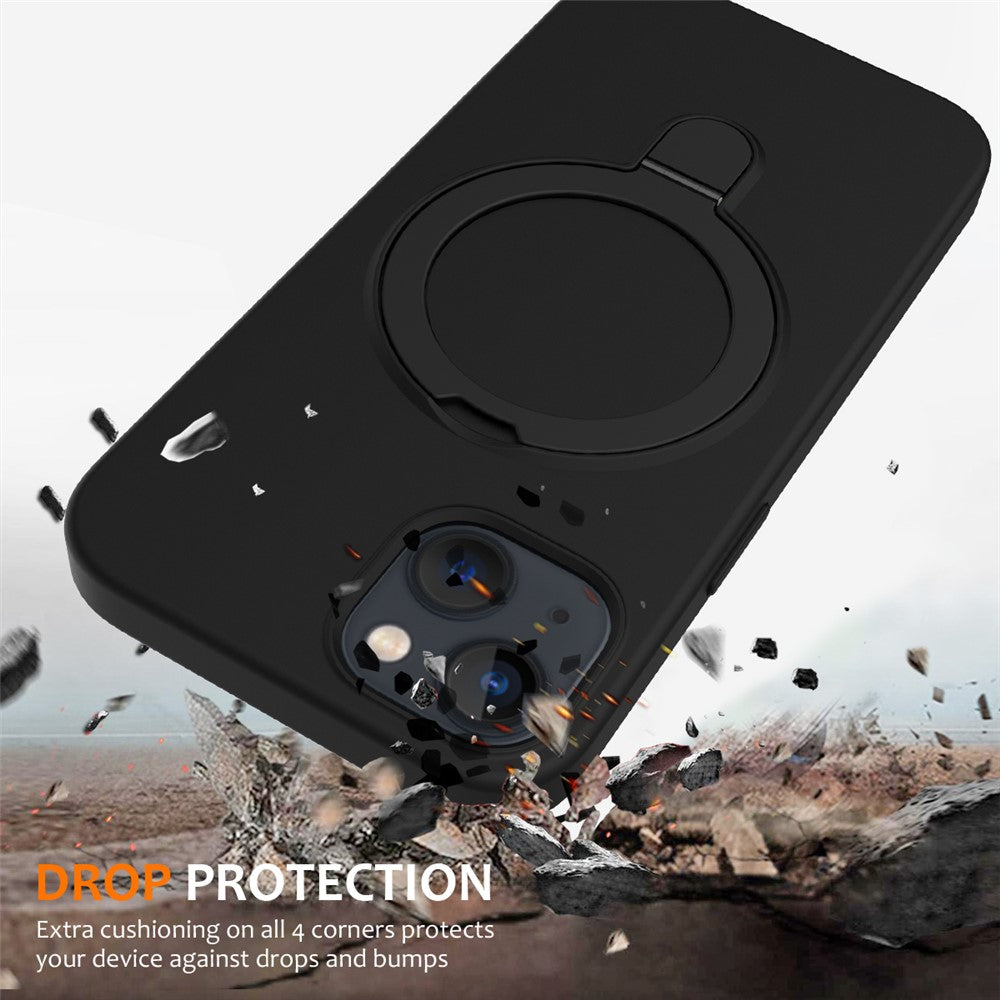 For iPhone 15 Magnetic Phone Case Ring Holder Kickstand Back Cover