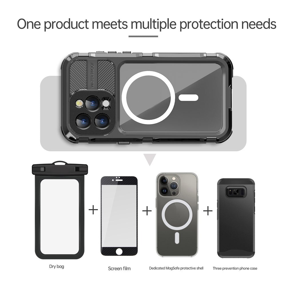 SHELLBOX M Series for iPhone 15 Pro Waterproof Case Compatible with MagSafe Aluminum Alloy IP68 Diving Case