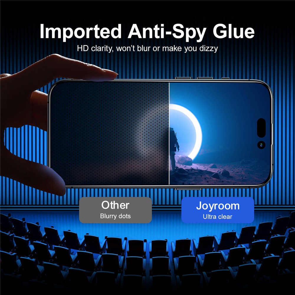 JOYROOM JR-P02 Silk Printing Tempered Glass Film for iPhone 14 Pro 6.1 inch, Anti-Spy Full Covering Anti-scratch Explosion-proof Screen Protector