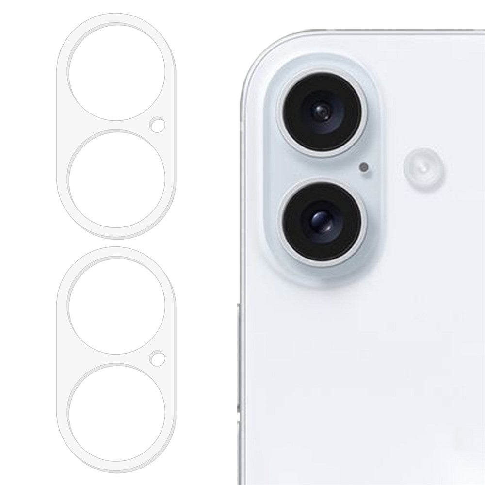 2Pcs For iPhone 16 / 16 Plus Camera Lens Protector 3D Arc Edge Tempered Glass Lens Film