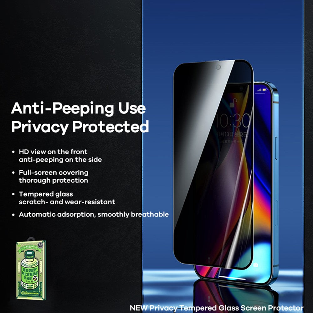 REMAX For iPhone 16 Pro Anti-Peep Tempered Glass Screen Protector Full Covering Screen Film
