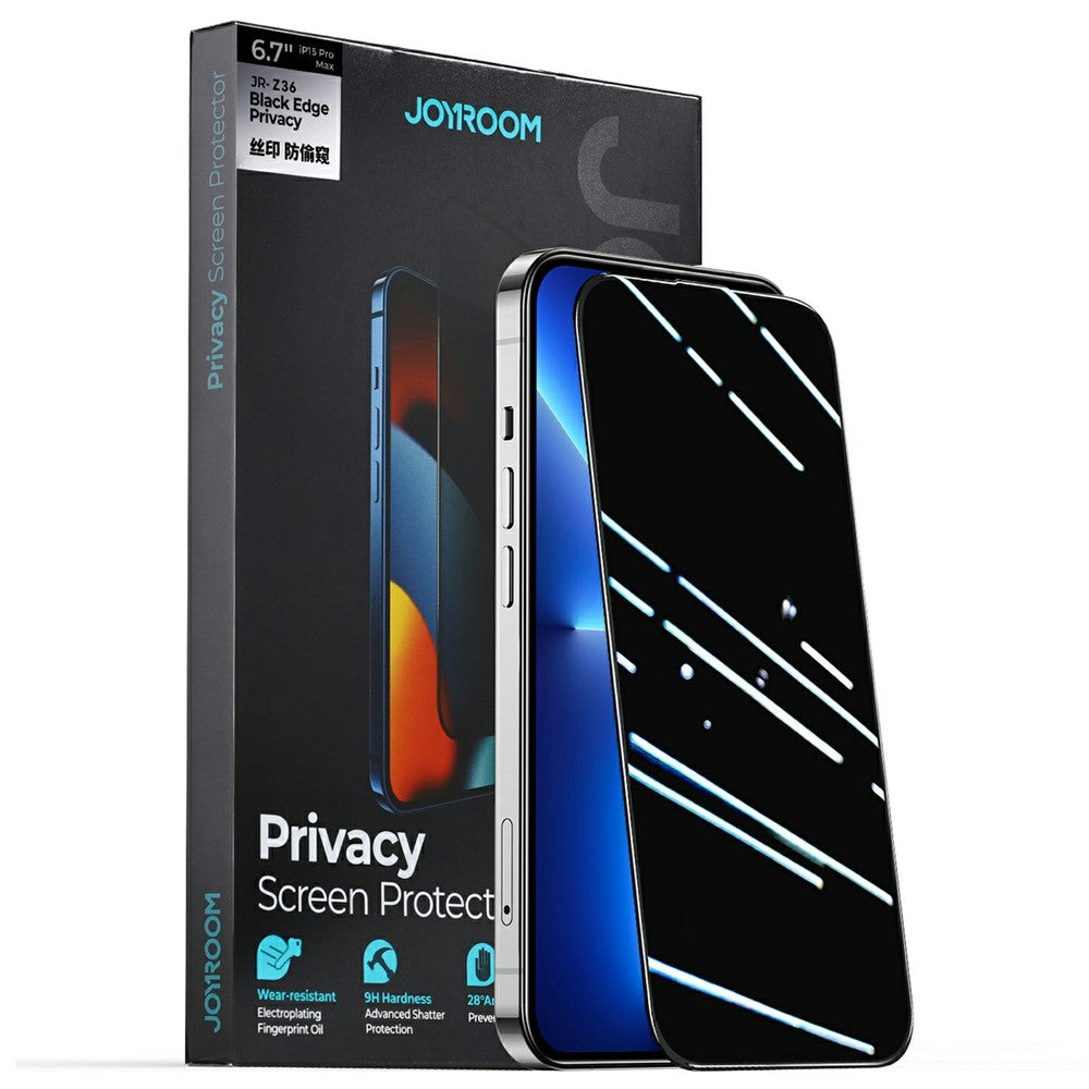 JOYROOM JR-Z33 For iPhone 15 2.5D Anti-Spy Full Screen Protector High Aluminium-Silicon Glass Film