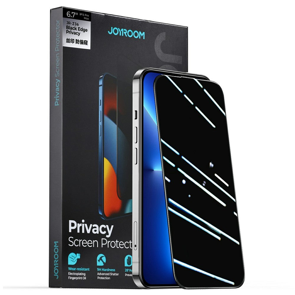 JOYROOM JR-Z34 For iPhone 15 Pro 2.5D Anti-Spy Full Screen Protector High Aluminium-Silicon Glass Film