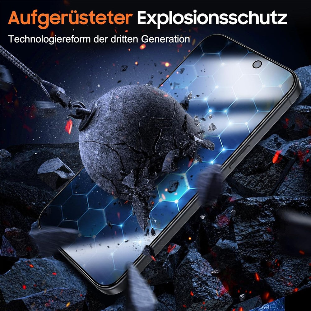 2Pcs For iPhone 16 Pro Max Screen Protector Anti Spy High Aluminium Silicon Glass Film with Dust Removal Tool