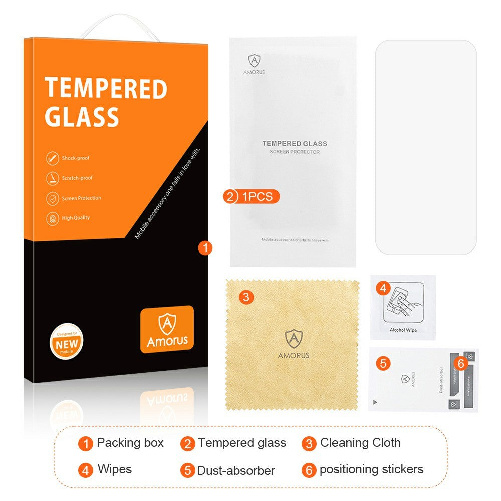 AMORUS For iPhone 17 Pro Max Front Screen Protector 2.5D Arc Edge 9H High Aluminum-Silicon Glass Film