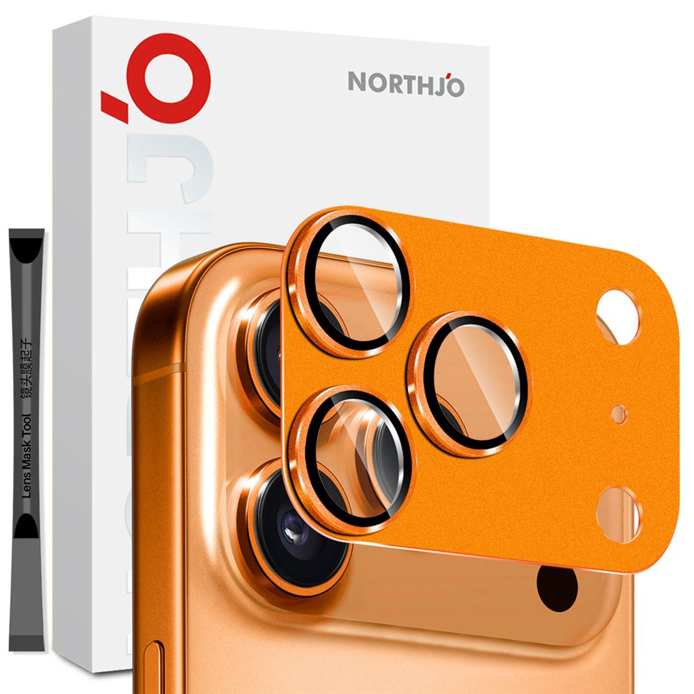 NORTHJO For iPhone 17 Pro Max Camera Lens Protector Matte Metal Lens Cover with Integrated 9H Tempered Glass Film