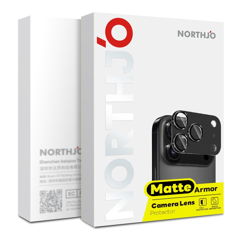 NORTHJO For iPhone 17 Pro Max Camera Lens Protector Matte Metal Lens Cover with Integrated 9H Tempered Glass Film