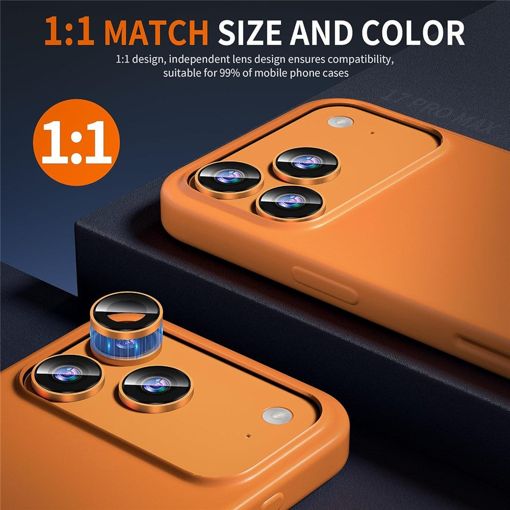 1Set For iPhone 17 Pro Camera Lens Film Tempered Glass CD Vein Metal Ring Rear Lens Protector