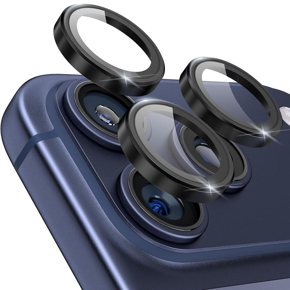 1Set For iPhone 17 Pro Camera Lens Film Tempered Glass CD Vein Metal Ring Rear Lens Protector