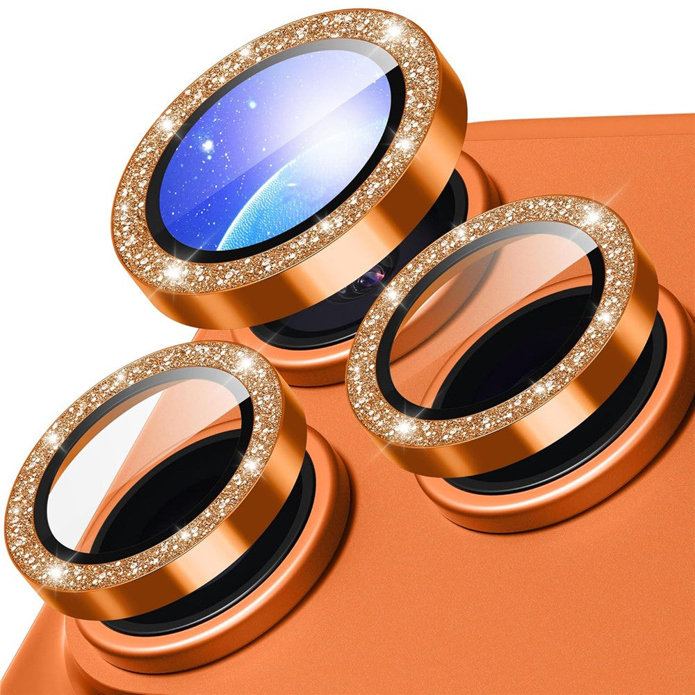 For iPhone 17 Pro Glitter Camera Lens Film Metal Ring+Tempered Glass Phone Lens Protector