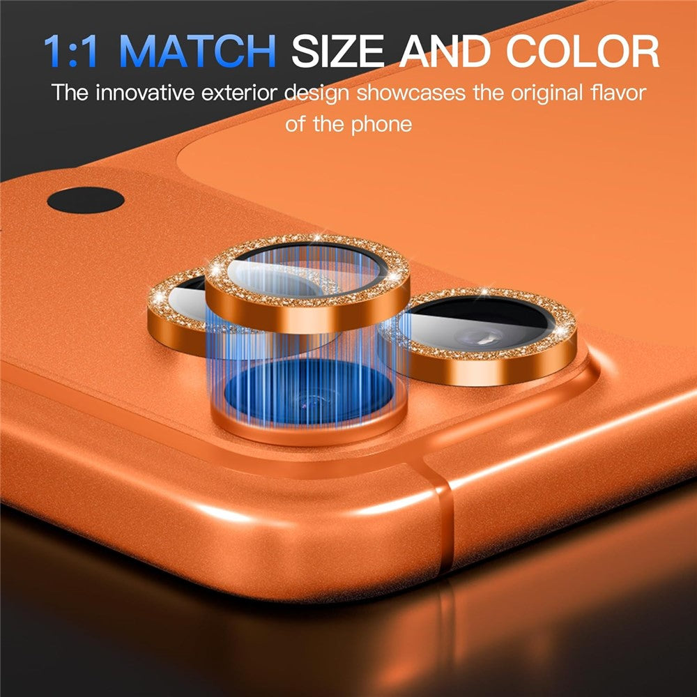 For iPhone 17 Pro Glitter Camera Lens Film Metal Ring+Tempered Glass Phone Lens Protector