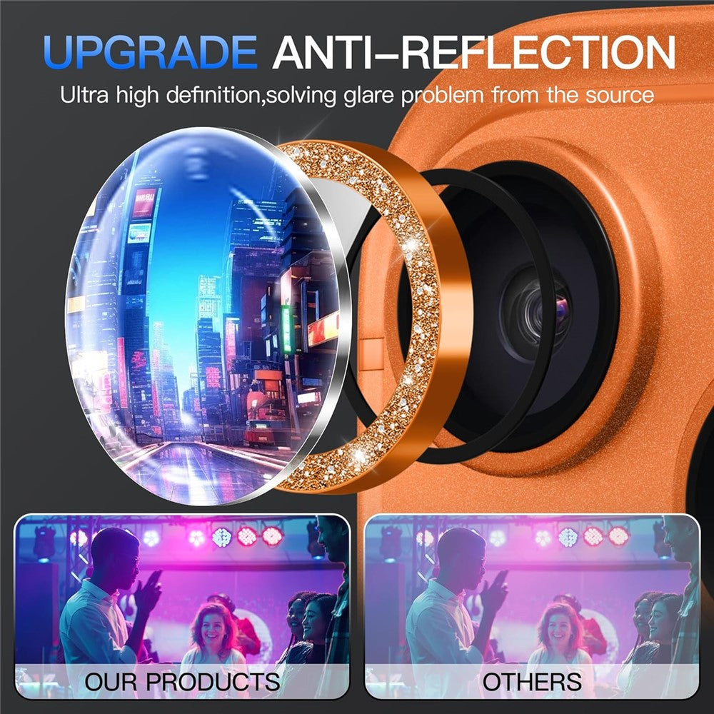 For iPhone 17 Pro Glitter Camera Lens Film Metal Ring+Tempered Glass Phone Lens Protector