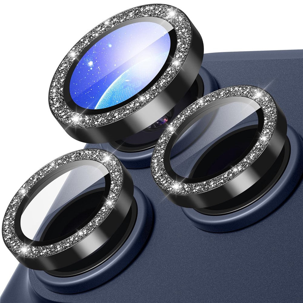 For iPhone 17 Pro Glitter Camera Lens Film Metal Ring+Tempered Glass Phone Lens Protector