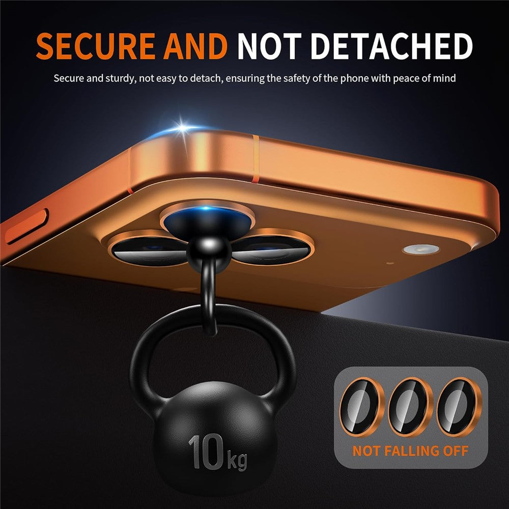 For iPhone 17 Pro Max 1Set Camera Lens Film Tempered Glass CD Vein Metal Ring Rear Lens Protector