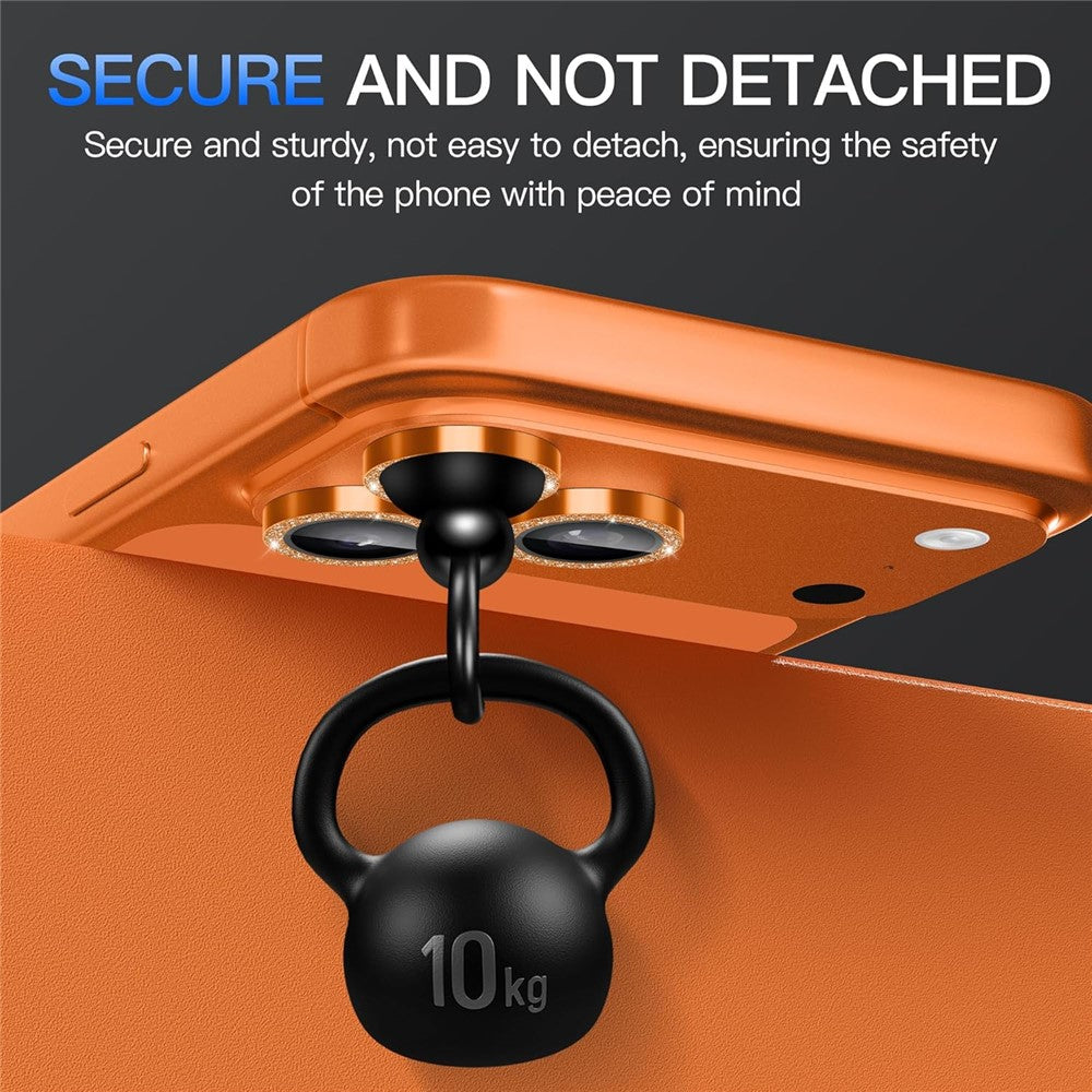 For iPhone 17 Pro Max Glitter Camera Lens Film Metal Ring+Tempered Glass Phone Lens Protector