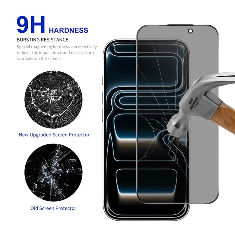 RURIHAI For iPhone 17 Pro Privacy Screen Protector AR Anti-Reflective High Aluminium-Silicon Glass Film