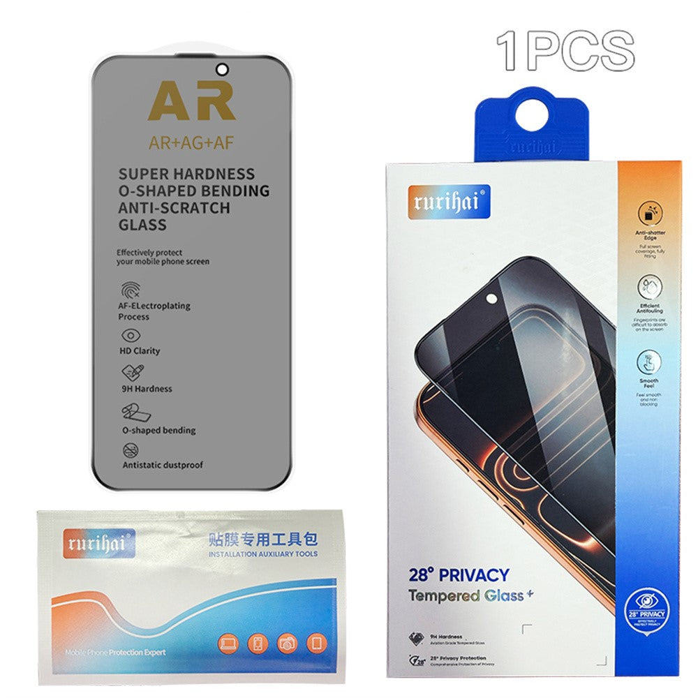 RURIHAI For iPhone 17 Pro Privacy Screen Protector AR Anti-Reflective High Aluminium-Silicon Glass Film