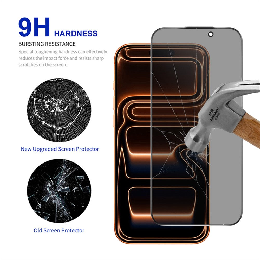 RURIHAI For iPhone 17 Pro Max Privacy Screen Protector AR Anti-Reflective High Aluminium-Silicon Glass Film