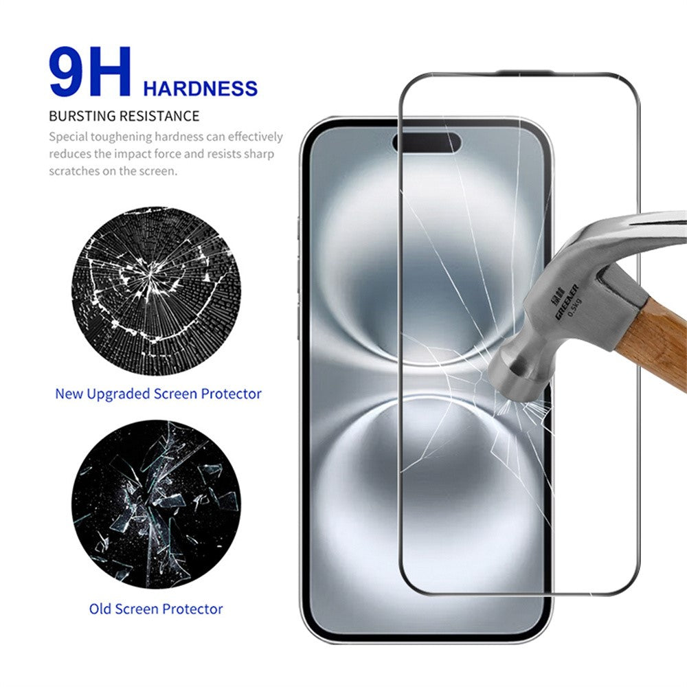 RURIHAI For iPhone 15 Plus  /  16 Plus Full Screen Protector AR Anti-Reflective HD Clear Tempered Glass Flim