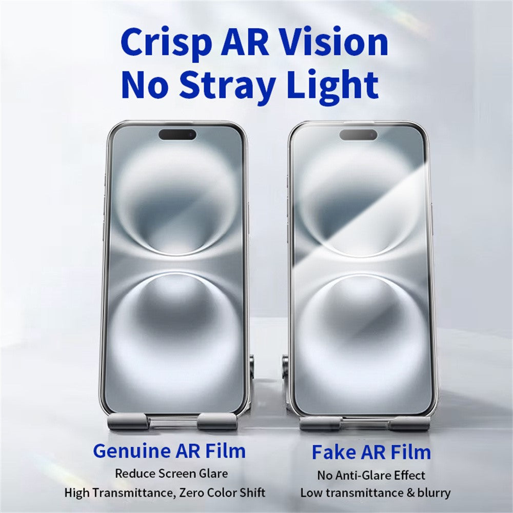 RURIHAI For iPhone 15 Plus  /  16 Plus Full Screen Protector AR Anti-Reflective HD Clear Tempered Glass Flim