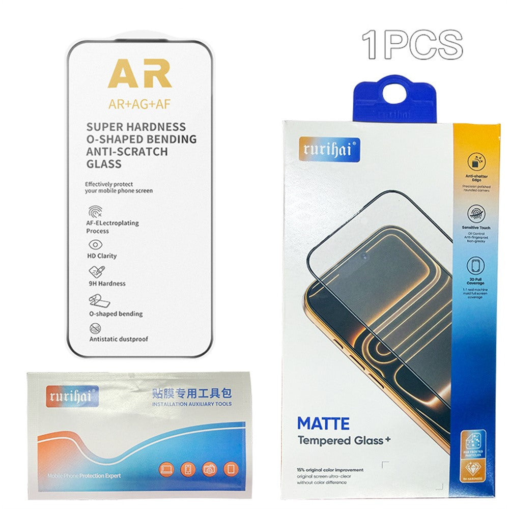 RURIHAI For iPhone 17 Pro Matte Full Screen Protector AR Anti-Reflective Tempered Glass Film