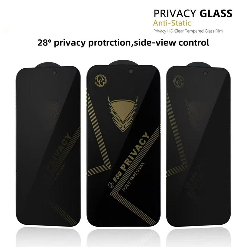 10Pcs for iPhone 17 Pro Max Privacy Screen Protector 28° Anti-Spy Anti-Static High Aluminium-silicon Glass Film