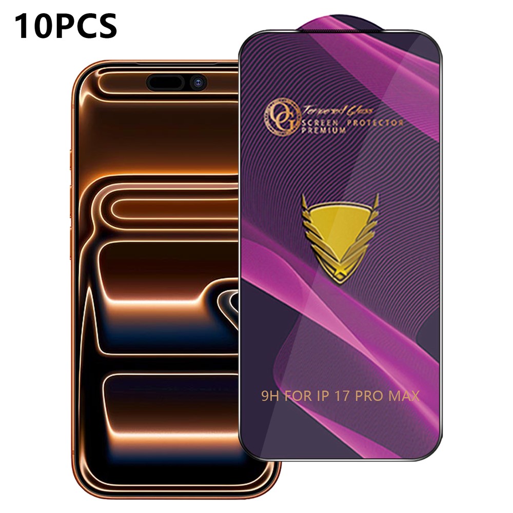 10Pcs for iPhone 17 Pro Max Screen Protector Full Cover Anti-Static Clear High Aluminium-silicon Glass Film