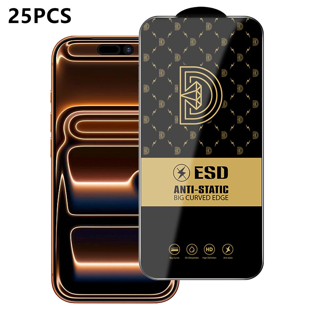 25Pcs for iPhone 17 Pro Max Screen Protector Anti-static Silk Printing Medium Alumina Glass HD Clear Film