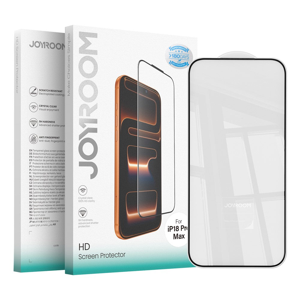 JOYROOM 18MQ14H for iPhone 18 Pro Max / 17 Pro Max Screen Protector 2.5D Full Coverage Silk Printing High Aluminium-Silicon Glass Clear Anti-dust Film