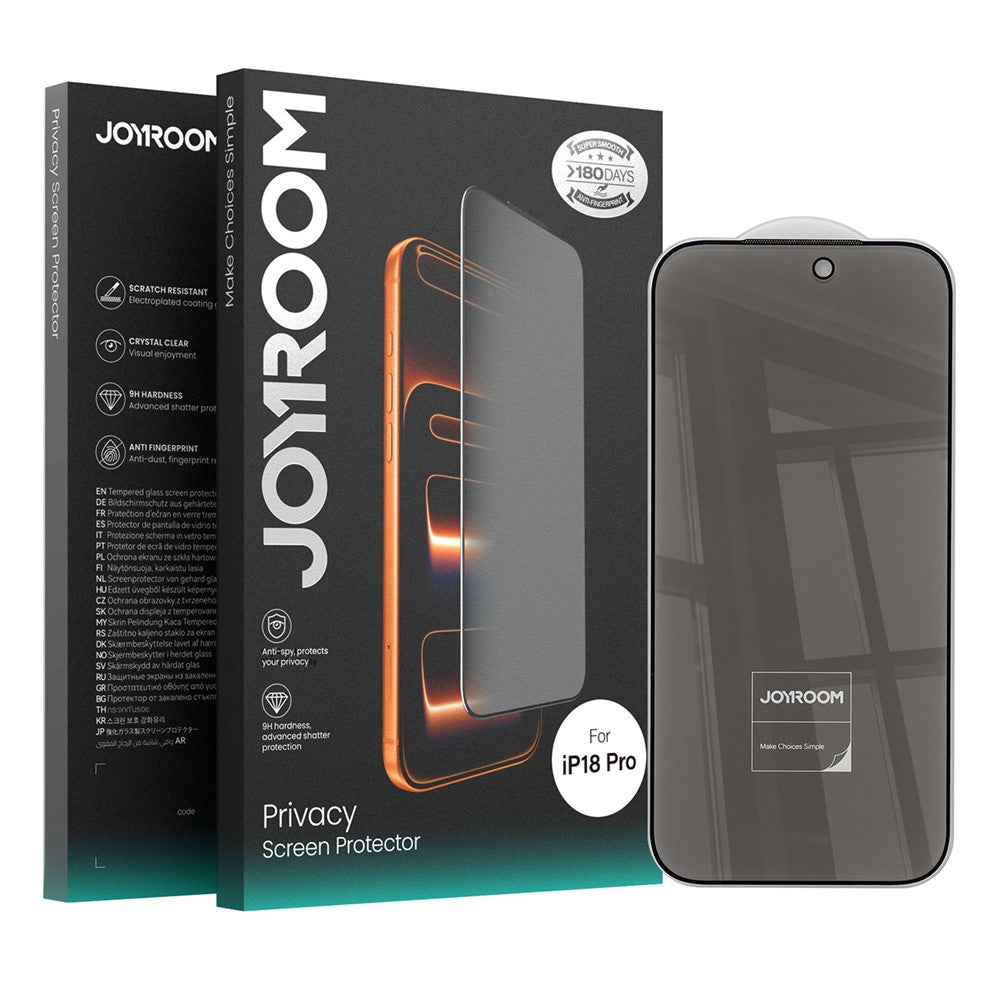 JOYROOM 18MQ12P for iPhone 18 Pro Privacy Screen Protector 2.5D High Aluminium-Silicon Glass Full Coverage Film with Dust Shield