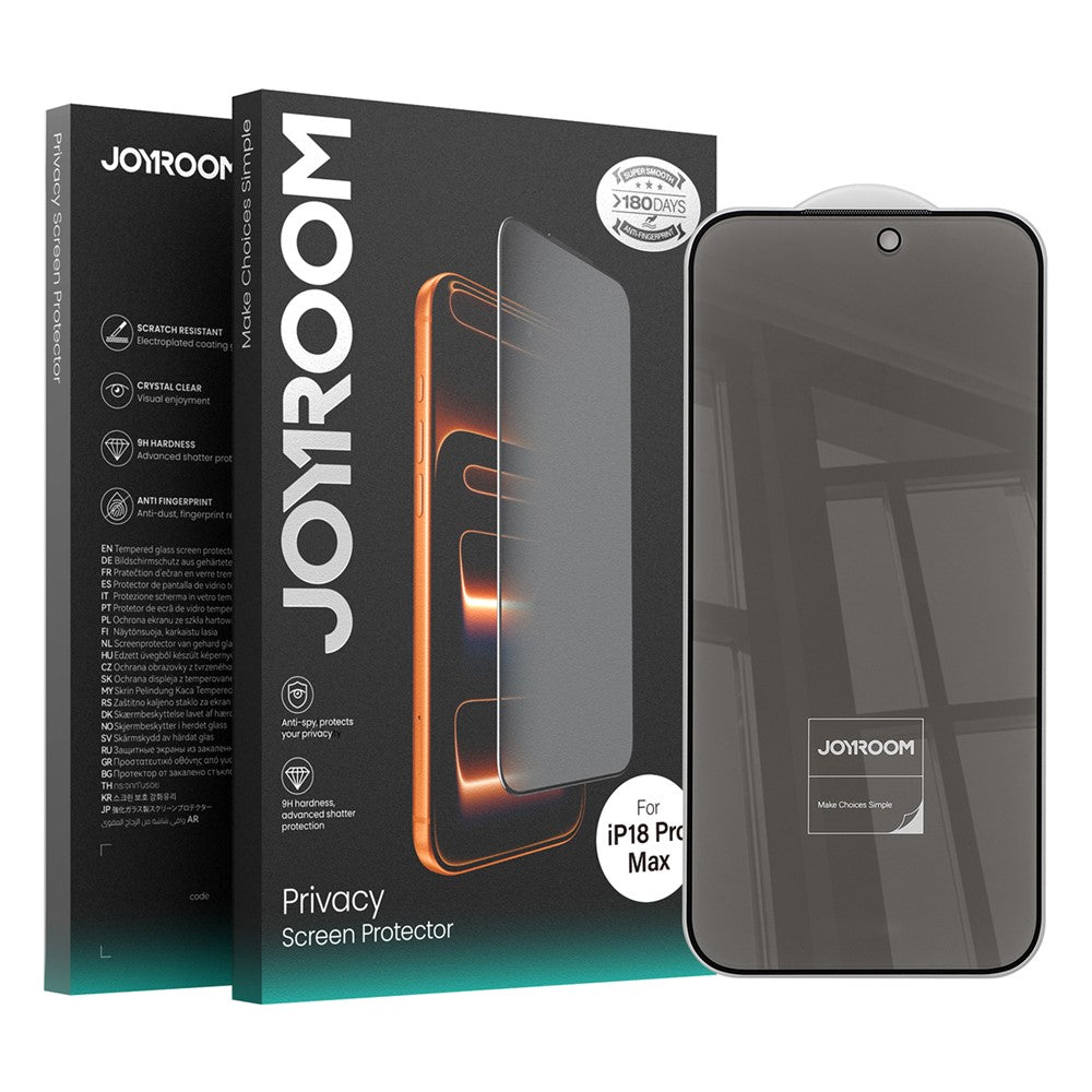 JOYROOM 18MQ14P for iPhone 18 Pro Max Privacy Screen Protector 2.5D High Aluminium-Silicon Glass Full Coverage Film with Dust Shield