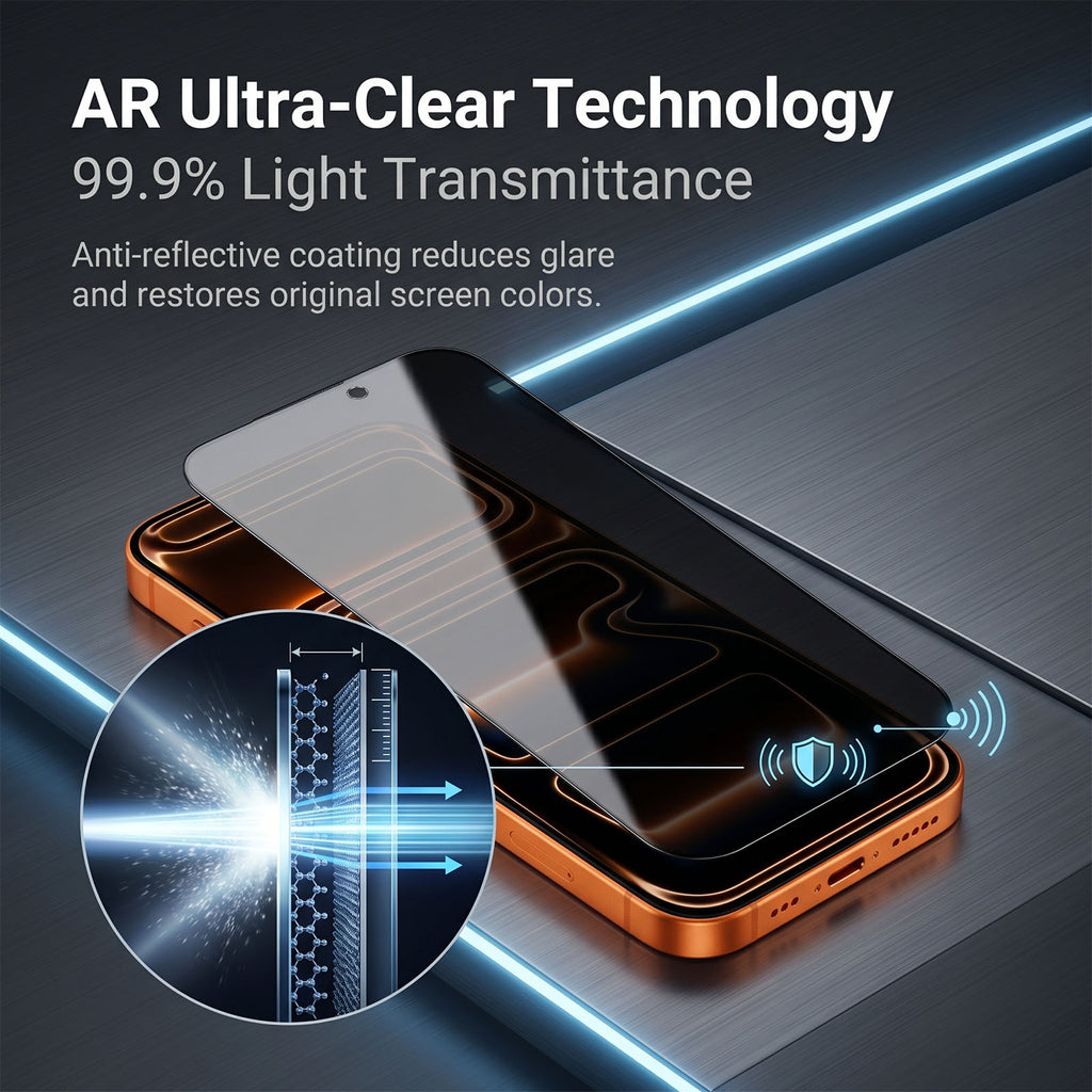 For iPhone 17 Pro Privacy Screen Protector AR Anti-Reflective High Aluminium-silicon Glass Anti-Spy Film