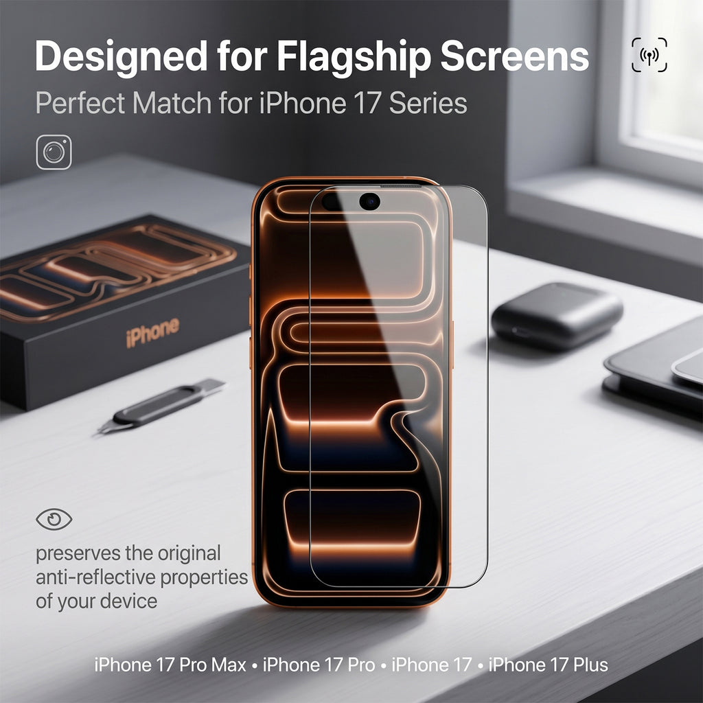 For iPhone 17 Pro Screen Protector AR Anti-Reflective Silk Printing Clear High Aluminium-silicon Glass Film