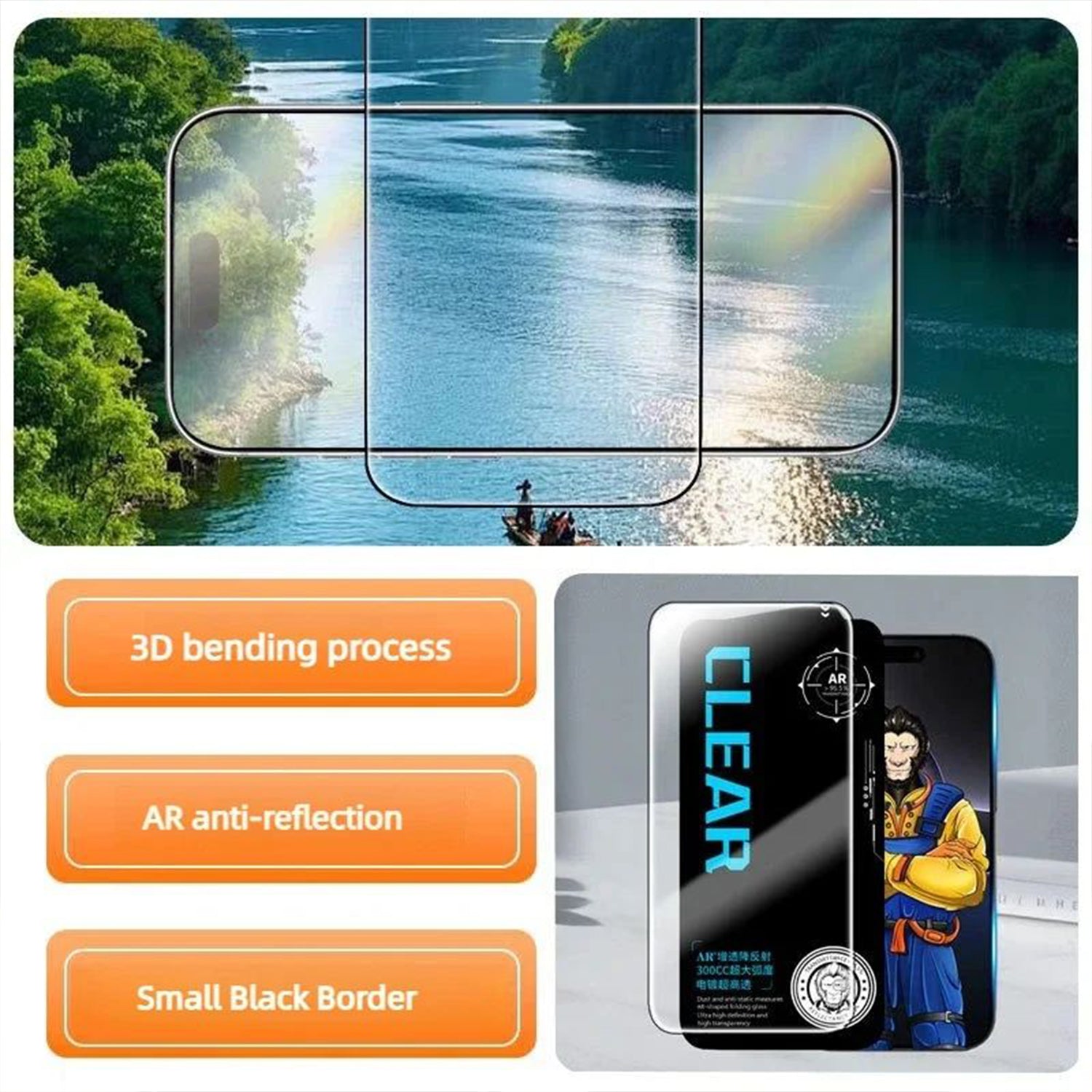 For iPhone 17 Pro 10Pcs Screen Protector AR Anti-Reflection High Aluminium-silicon Glass Silk Printing Clear Film