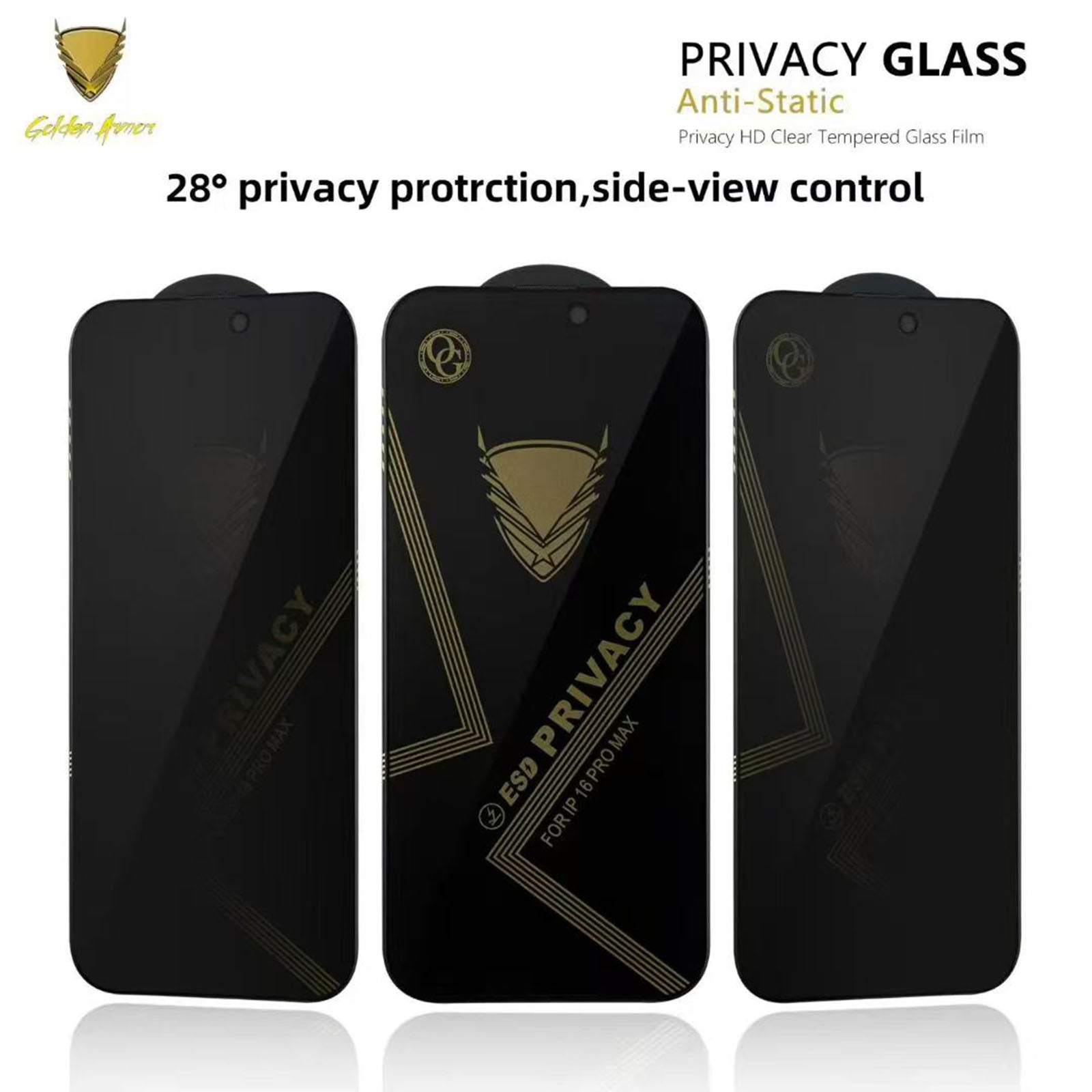 For iPhone 17 Pro 10Pcs Privacy Screen Protector 28° Anti-Spy Anti-Static High Aluminium-silicon Glass Film