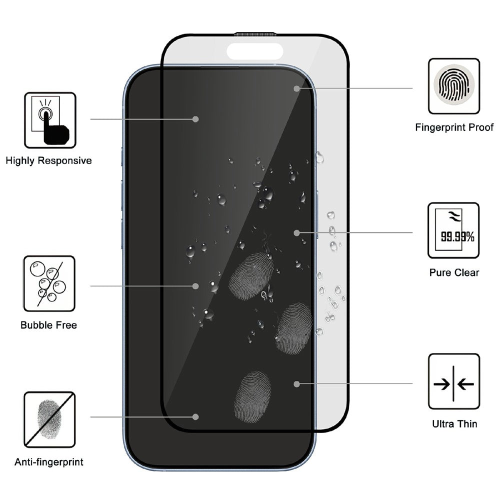 For iPhone 17 Pro AGC Glass Screen Protector Silk Printing Matte Full Glue Full Cover Film