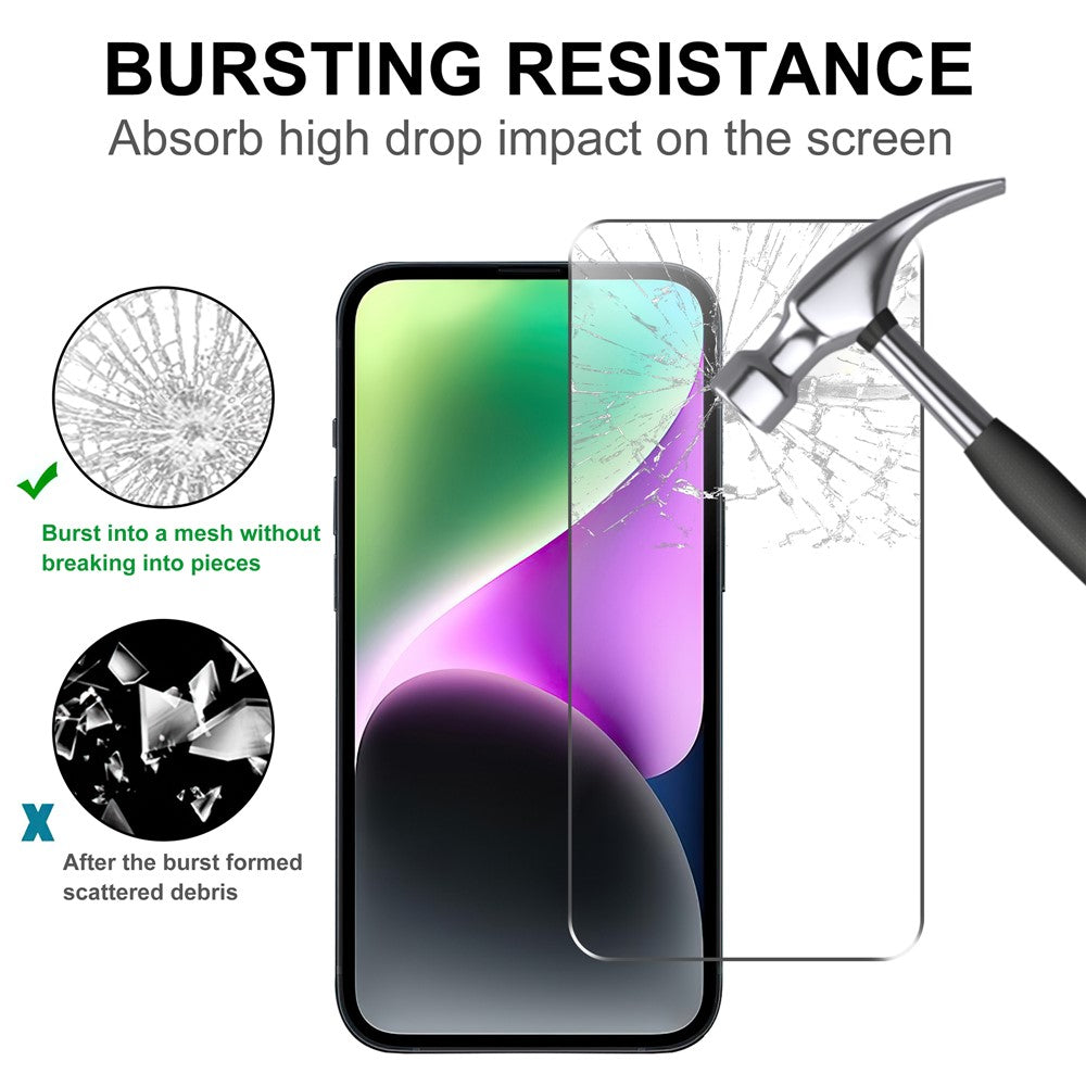 2Pcs 2.5D Arc Edge HD Clear Screen Protector for iPhone 15 , Anti-explosion Tempered Glass Screen Film