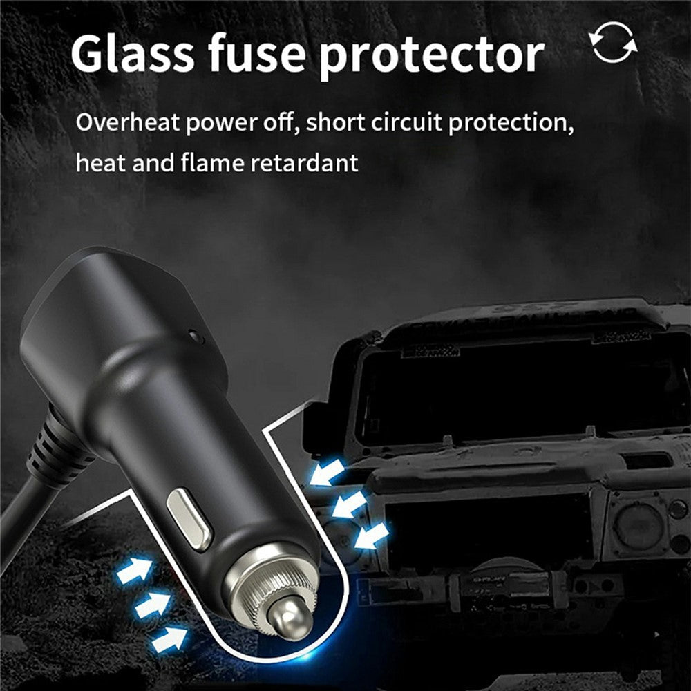 High-Power Car Charger with Voltage Display – 3 Cigarette Lighter Sockets, 120W