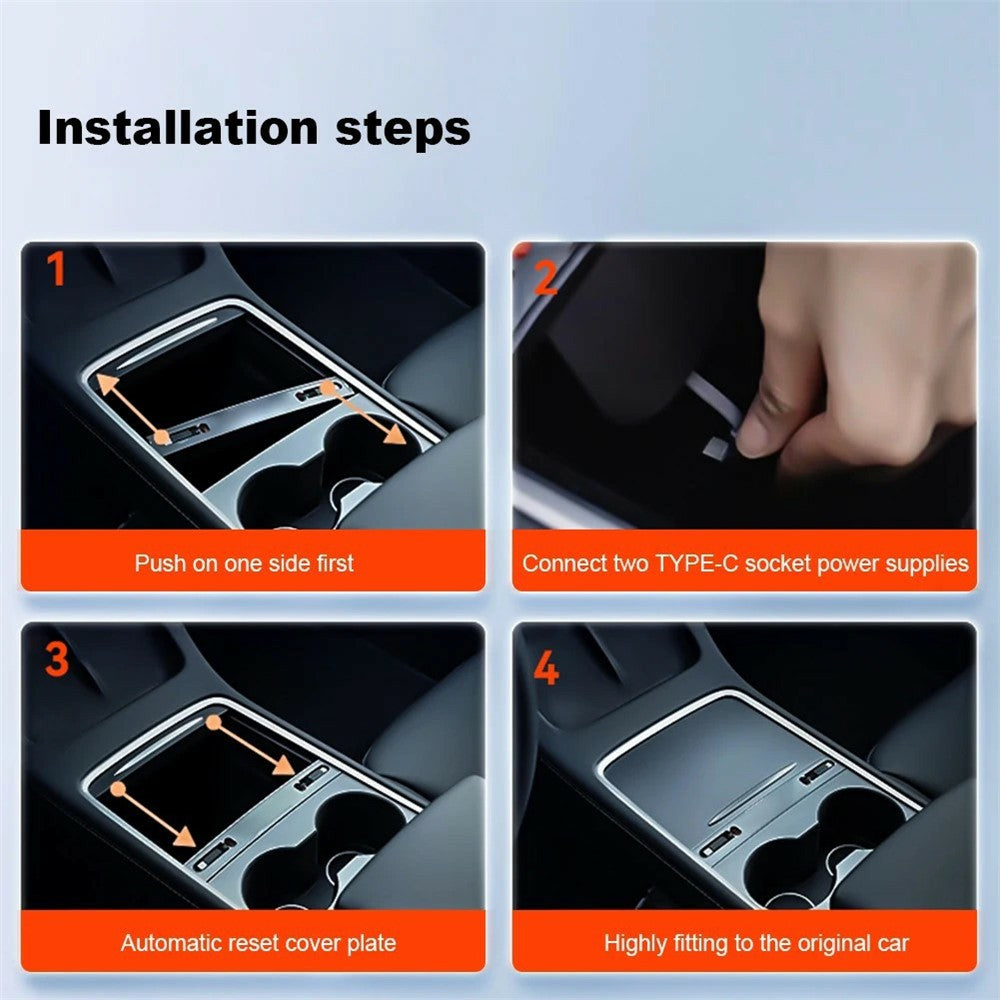 Tesla Model 3/Y Console Extension Hub – Retractable Splitter, 27W Fast Charging