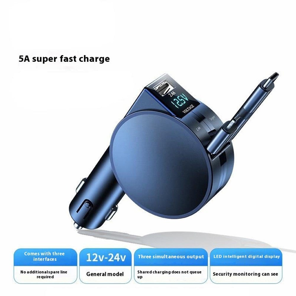 60W High-Power Car Charger – LED Display, Multi-Protection Safety Chip